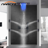 LumiTherm Smart LED Thermostat Shower Valve – Brass, Matte Black, Square Flow