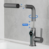 AquaGlow SmartFalls Digital Waterfall Bathroom Faucet – LED Temperature Display, Lift Spout & Adjustable Spray, Hot & Cold Mixer