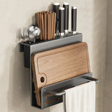 ChefSpace Wall-Mounted Knife Holder with Cutting Board Storage – Stainless Steel | Space-Saving Kitchen Organizer