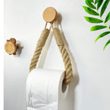HangEasy Rope Towel & Toilet Paper Holder – Boho-Style, No-Drill Wall-Mount Organizer