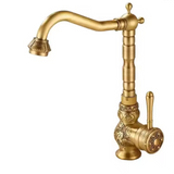 HeritageFlow Pull-Out Bronze Kitchen Faucet – Retro Antique Solid Brass Single-Handle Sink faucet with Swivel & Retractable Spout