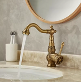 HeritageFlow Pull-Out Bronze Kitchen Faucet – Retro Antique Solid Brass Single-Handle Sink faucet with Swivel & Retractable Spout