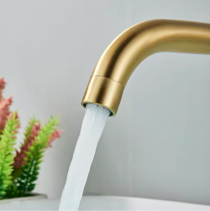 Elegant Wall-Mounted Gold Brass Bathroom Faucet with Concealed Design