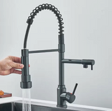 AuroraPull Luxe Pull-Down Kitchen Faucet – Brushed Nickel Gold Single-Handle Mixer with Hot & Cold Water