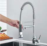 AuroraPull Luxe Pull-Down Kitchen Faucet – Brushed Nickel Gold Single-Handle Mixer with Hot & Cold Water