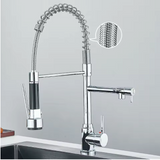 AuroraPull Luxe Pull-Down Kitchen Faucet – Brushed Nickel Gold Single-Handle Mixer with Hot & Cold Water