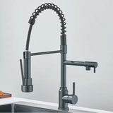AuroraPull Luxe Pull-Down Kitchen Faucet – Brushed Nickel Gold Single-Handle Mixer with Hot & Cold Water
