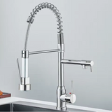 AuroraPull Luxe Pull-Down Kitchen Faucet – Brushed Nickel Gold Single-Handle Mixer with Hot & Cold Water