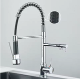 AuroraPull Luxe Pull-Down Kitchen Faucet – Brushed Nickel Gold Single-Handle Mixer with Hot & Cold Water