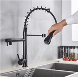 AuroraPull Luxe Pull-Down Kitchen Faucet – Brushed Nickel Gold Single-Handle Mixer with Hot & Cold Water