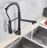 AuroraPull Luxe Pull-Down Kitchen Faucet – Brushed Nickel Gold Single-Handle Mixer with Hot & Cold Water