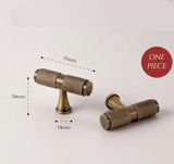 Nurlin Solid Antique Brass Cabinet Handle – Diamond-Cut Cross Knurl T-Bar Handle, Retro & Industrial Design (320mm / 12.6″)