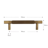 Nurlin Solid Antique Brass Cabinet Handle – Diamond-Cut Cross Knurl T-Bar Handle, Retro & Industrial Design (320mm / 12.6″)