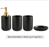 ScandiLuxe 4-Piece Scandinavian Bathroom Set – Ceramic Hygiene Essentials with Toothbrush Cup