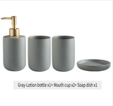 ScandiLuxe 4-Piece Scandinavian Bathroom Set – Ceramic Hygiene Essentials with Toothbrush Cup