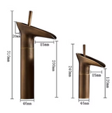 CascadeÉlan Luxury Waterfall Bathroom Faucet – Single Handle Antique Basin Mixer with Hot & Cold Control