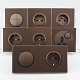 CaffèRetro Vintage Wall Switch & Outlet – Coffee Brown with LED Indicator (110–250V)