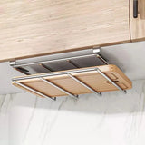 Under Cabinet Stainless Steel Cutting Board Holder Premium – Hanging Kitchen Organizer | Space Saving Storage Rack | Durable Metal Design