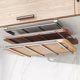 Under Cabinet Stainless Steel Cutting Board Holder Premium – Hanging Kitchen Organizer | Space Saving Storage Rack | Durable Metal Design
