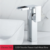 CascadeFlow LuxePlate Waterfall Bathroom Faucet – 2-Hole Single Handle Sink Mixer with Deck Plate & Supply Lines