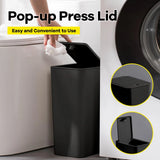 EcoPress 2.6 Gallon Bathroom Trash Can – Compact & Hygienic with Push Lid