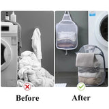 FlexiStore Foldable Hanging Laundry Basket – Breathable Mesh Bag for Clothes & Organization