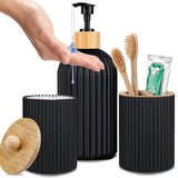 BambooZen 3-Piece Bathroom Counter Set – Plastic & Natural Bamboo