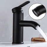 Matte Black Stainless Steel Bathroom Sink Faucet with Single Handle Hot and Cold Mixer