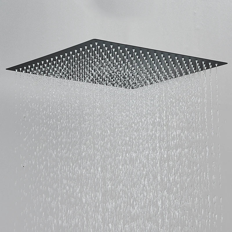 AeroLux MatteBlack Square Rain Shower – 360° Rotatable, Wall & Ceiling Mount