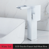 CascadeFlow LuxePlate Waterfall Bathroom Faucet – 2-Hole Single Handle Sink Mixer with Deck Plate & Supply Lines