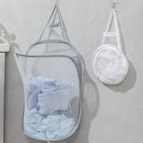 FlexiStore Foldable Hanging Laundry Basket – Breathable Mesh Bag for Clothes & Organization
