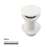 FlowLux Solid Brass Pop-Up Bathroom Sink Drain – Push-Down Stopper with Overflow Option (2.6” Universal Fit)