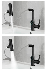 AquaGlow SmartFalls Digital Waterfall Bathroom Faucet – LED Temperature Display, Lift Spout & Adjustable Spray, Hot & Cold Mixer