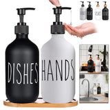 SoapElegance Noir 500 Refillable Soap Dispenser Set – Matte Black Pump Bottles for Kitchen & Bathroom