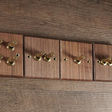 RetroLux Black Walnut Toggle Wall Switch – 1–4 Gang with Brass Lever & Optional USB
