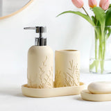 EleganceLine 5-Piece Bathroom Set – Engraved Pattern Resin