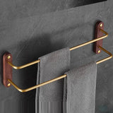 DualLux Double Towel Bar – 19.7–23.6 in | Brushed Aluminum with Black or Gold/Walnut Finish