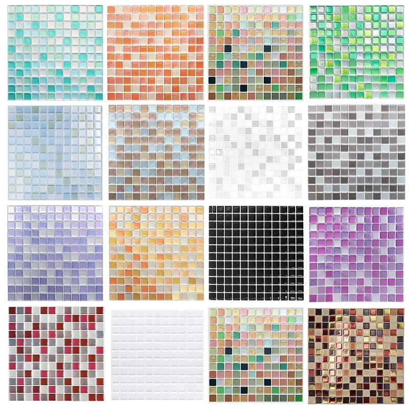 CrystalMosaic 3D Tile Stickers – Self-Adhesive Waterproof Glass-Look Wall Covering for Kitchen & Bathroom (5/10 Pieces)