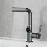 Digital Temperature Display Waterfall Bathroom Sink Faucet with Adjustable Spout Mixer