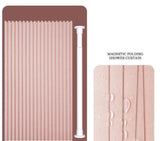 Magneto Foldable Shower Curtain – Magnetic Hem, Waterproof Linen-Style Design with Hooks