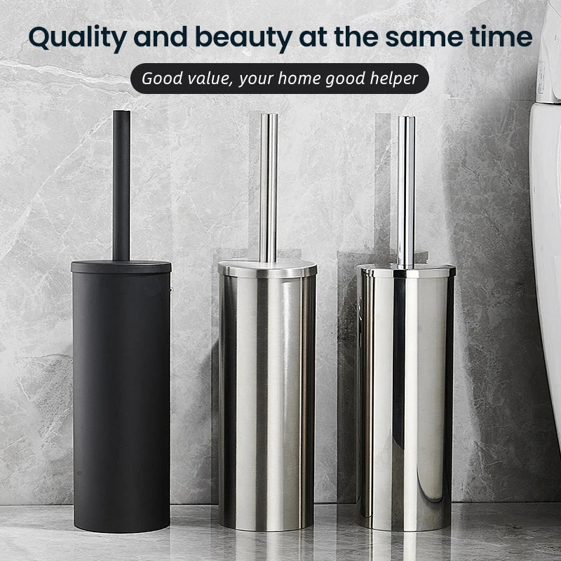 SteelGuard Pro Stainless Steel Toilet Brush & Holder Set – Rustproof Modern Bathroom Cleaning System with Hygienic Cup Design