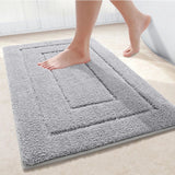 Velveteen Microfiber Bathroom Mat Double Frame Premium – Non Slip Absorbent Rug | Soft Comfort | Quick Dry Floor Mat