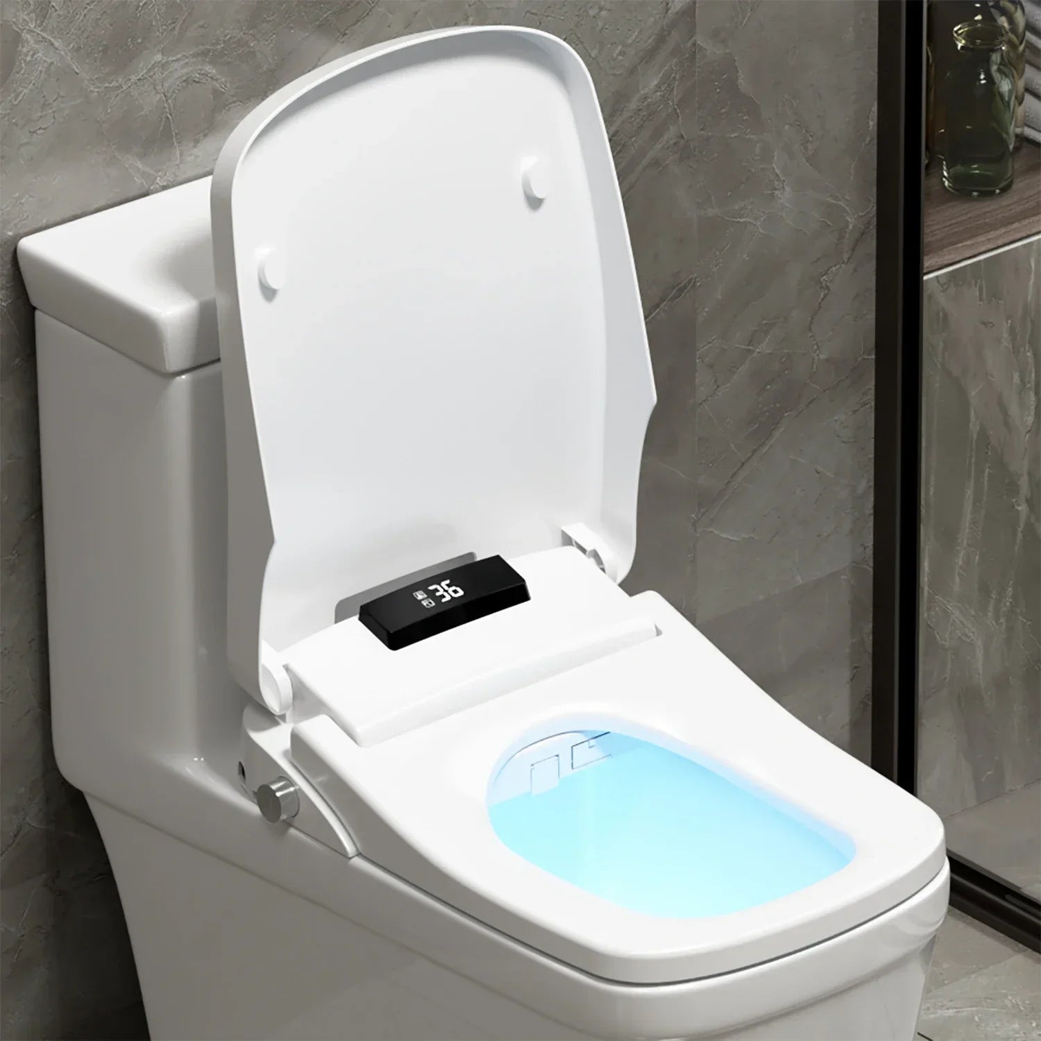 SmartSense AutoLift Pro Square Smart Bidet Seat – Hands-Free Lid, Heated Seat, Warm Wash & Dry, LCD Control Toilet Upgrade