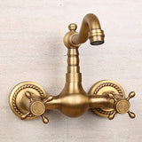 RegalWall Antique Brass Wall-Mount RegalWall Antique Brass Wall-Mount Faucet – Hot & Cold Water Mixer for Kitchen & Bathroom