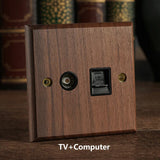 RetroLux Black Walnut Toggle Wall Switch – 1–4 Gang with Brass Lever & Optional USB