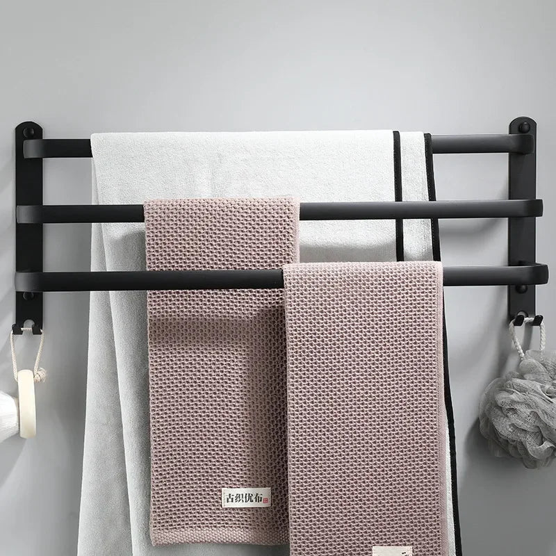 SlateBar Matte Black Aluminum Towel Bar – Wall-Mounted Modern Bathroom Towel Holder