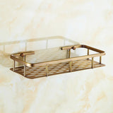 BronzeRoyal Antique Wall Shelf – Solid Brass Soap & Shampoo Basket | Vintage Corner Rack