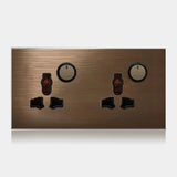 CaffèRetro Vintage Wall Switch & Outlet – Coffee Brown with LED Indicator (110–250V)
