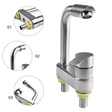 Stainless Steel Kitchen Sink Faucet with Single Handle Hot and Cold Water Mixer