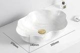 MarbleLuxe Ovalis Vessel Sink – Marble Pattern Ceramic Countertop Bathroom Basin | Modern Luxury 12L
